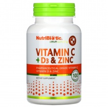  NutriBiotic Immunity Vitamin C+D3 + Zinc 100 